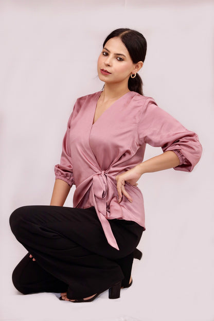 Satin Wrap Top